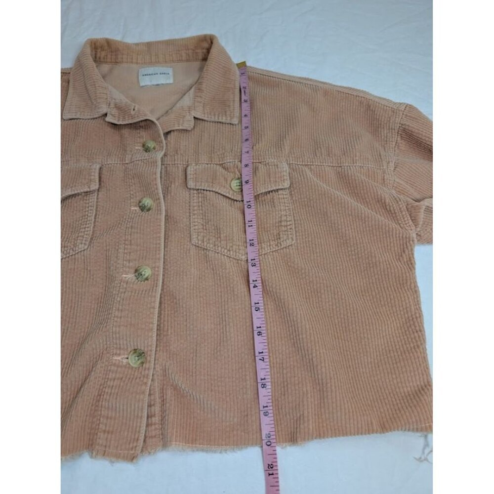 AE American Eagle Cropped Corduroy Oversized Shirt Jacket Womens Size Large T8 - Picture 7 of 8